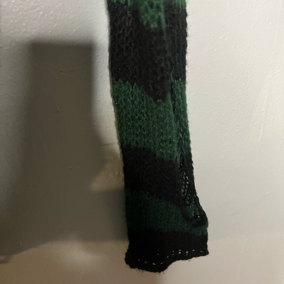 We Are the Weirdos KillStar ABSINTHE KNIT green black striped distressed SWEATER - Picture 10 of 11